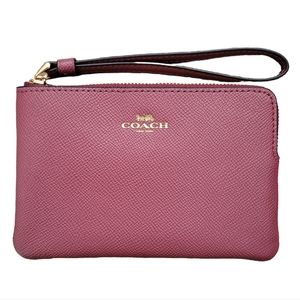 Coach Mauve Wristlet Clutch with Gold Logo